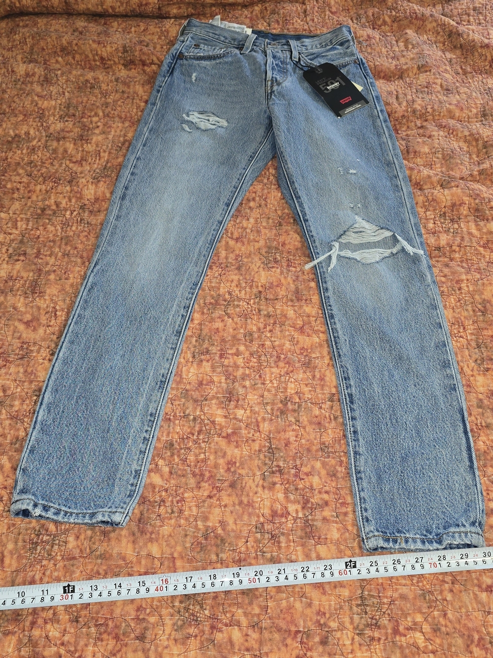 Levi's Premium 501 Skinny Jeans Distressed Light Wash Button Fly 24x30